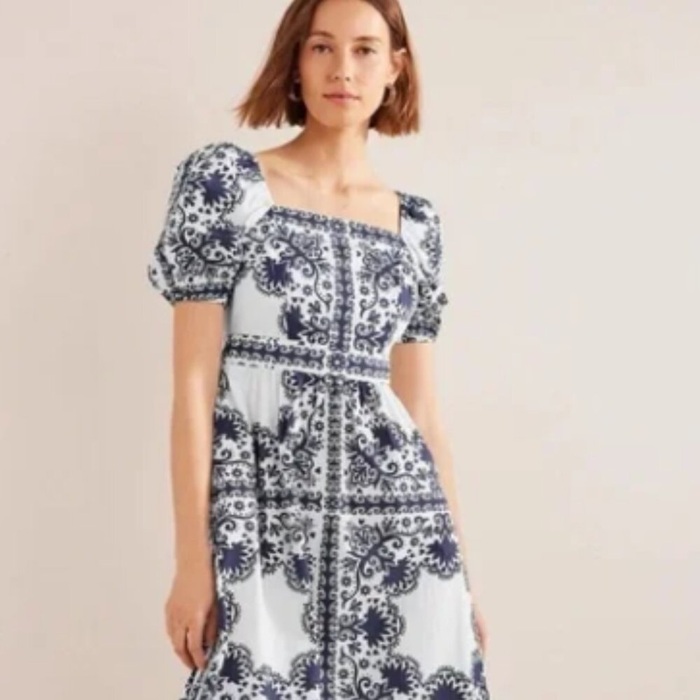 🌼 BODEN Square Neck Midi Dress - French Navy